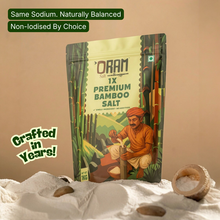 Oram Bamboo Salt pack on salt crystals